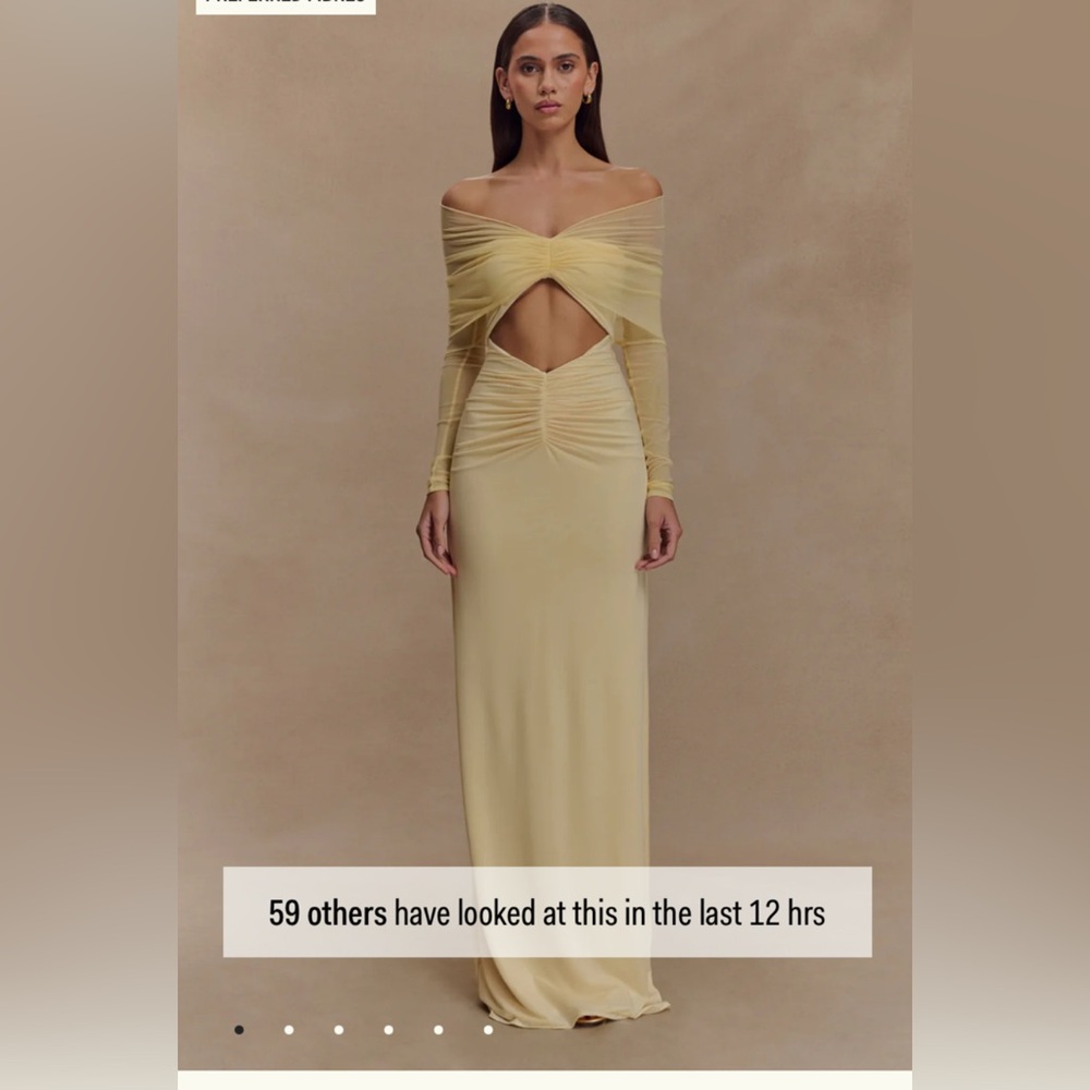 Meshki Rafaella slinky and mesh maxi dress lemon